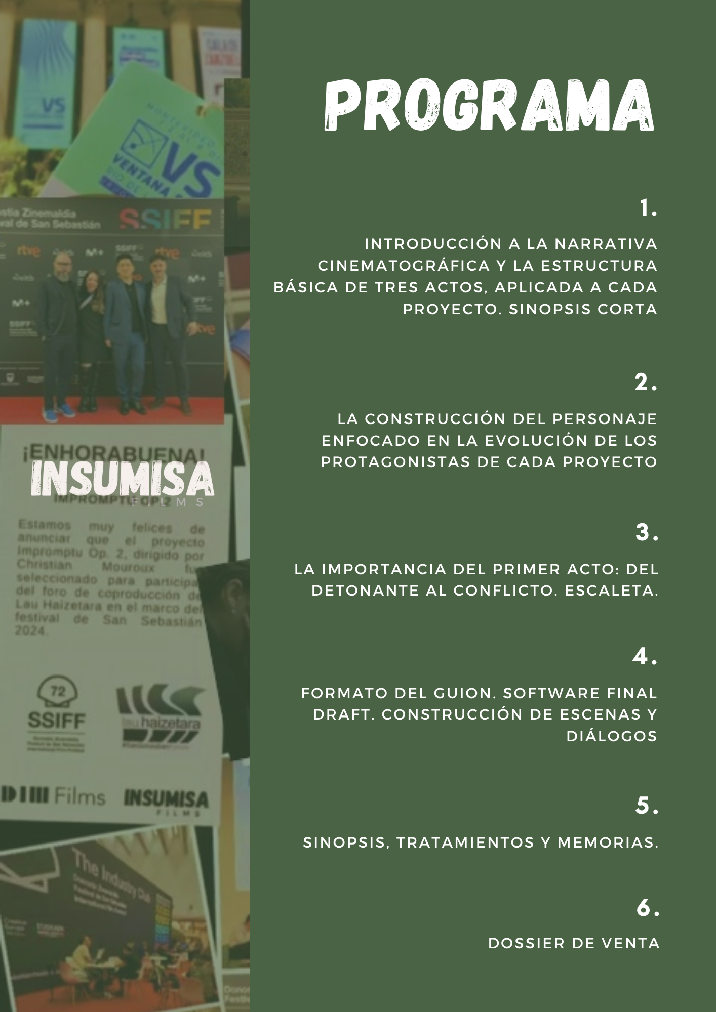 Taller de escritura de guion cinematográfico y series