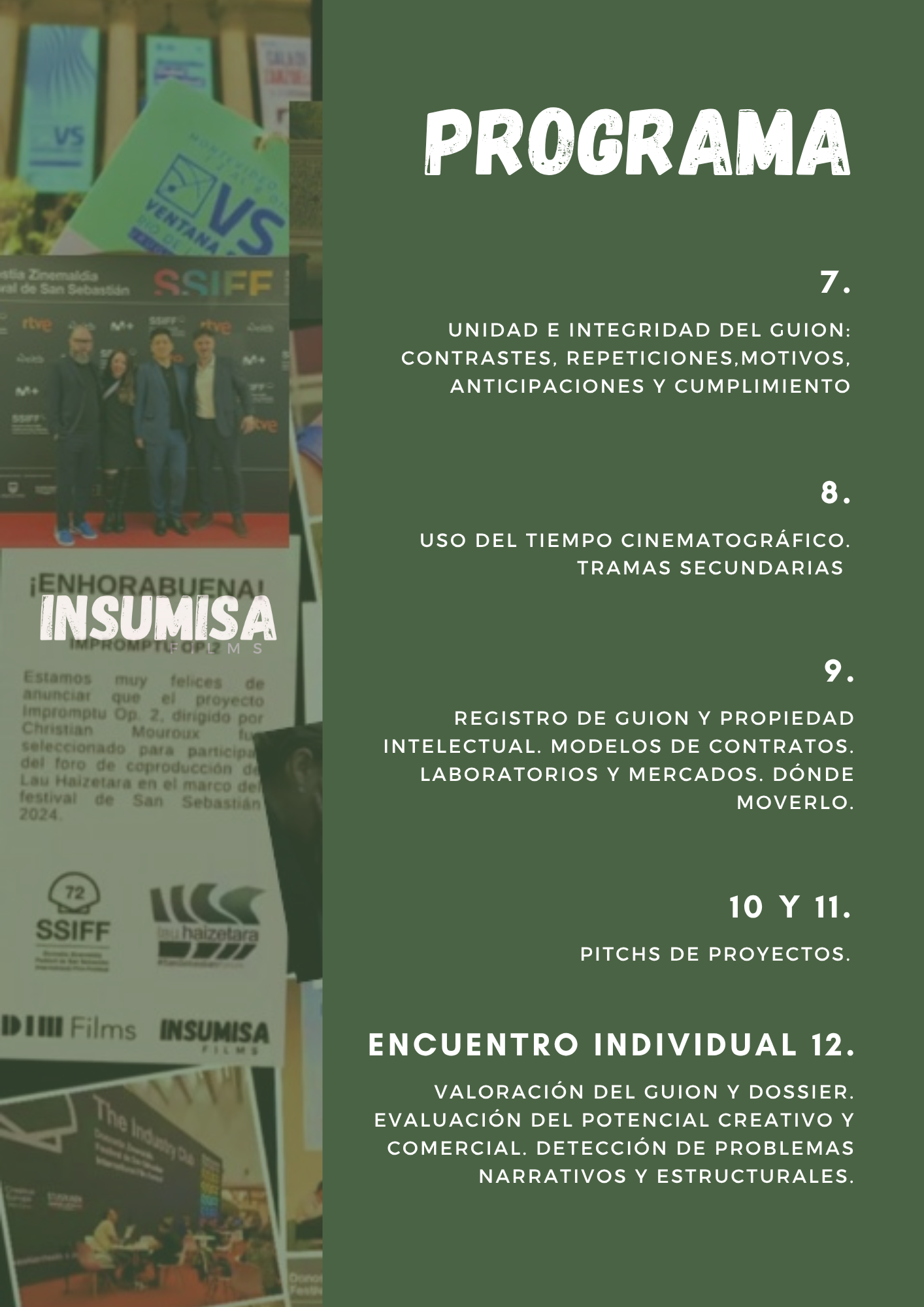 Taller de escritura de guion cinematográfico y series